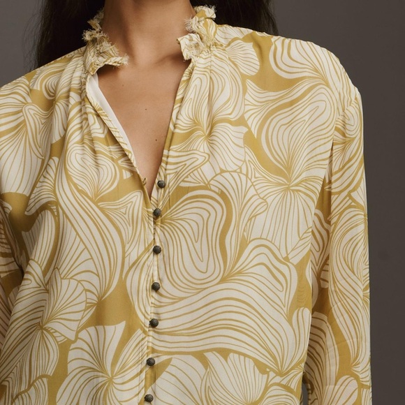 Pilcro Yellow and Cream Floral Blouse - Picture 2 of 10